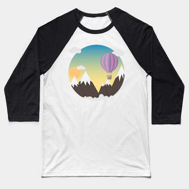 hot air balloon Baseball T-Shirt by psychoshadow